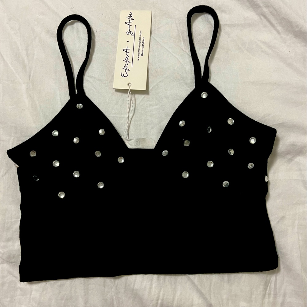 Black studded tank top Size Small
